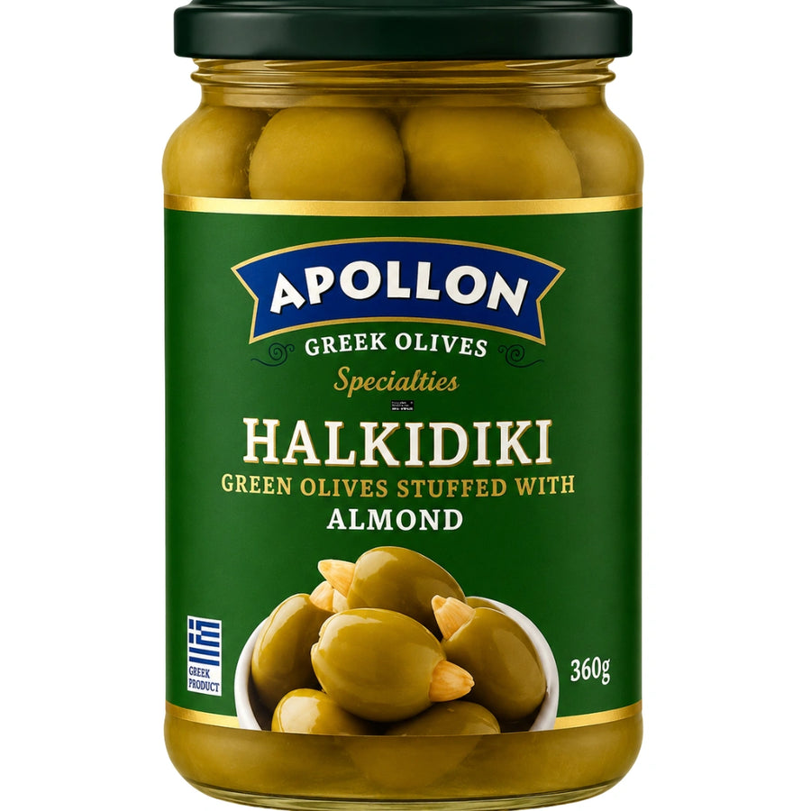 Apollon - Griechische Halkidiki-Oliven mit Mandeln 200g