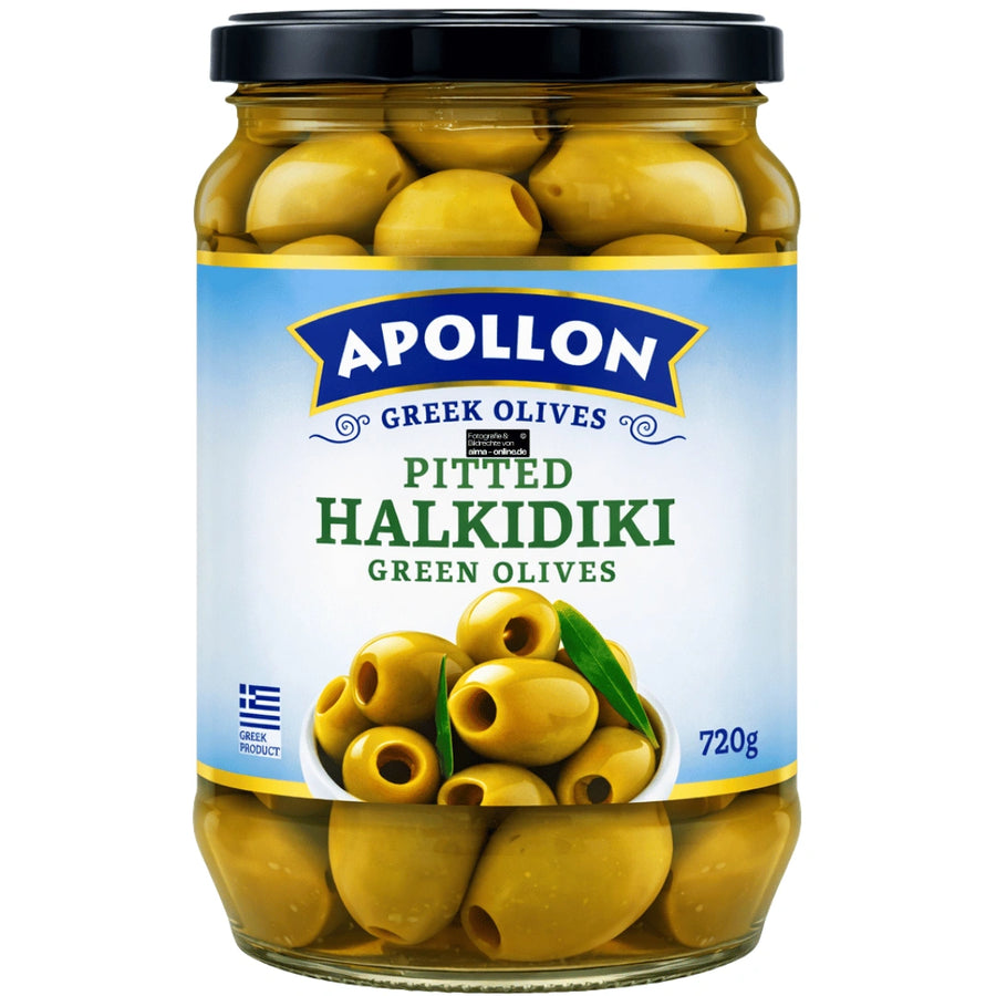 Apollon - Halkidiki Çekirdeksiz Yeşil Zeytin, Grüne Oliven entstein 720g