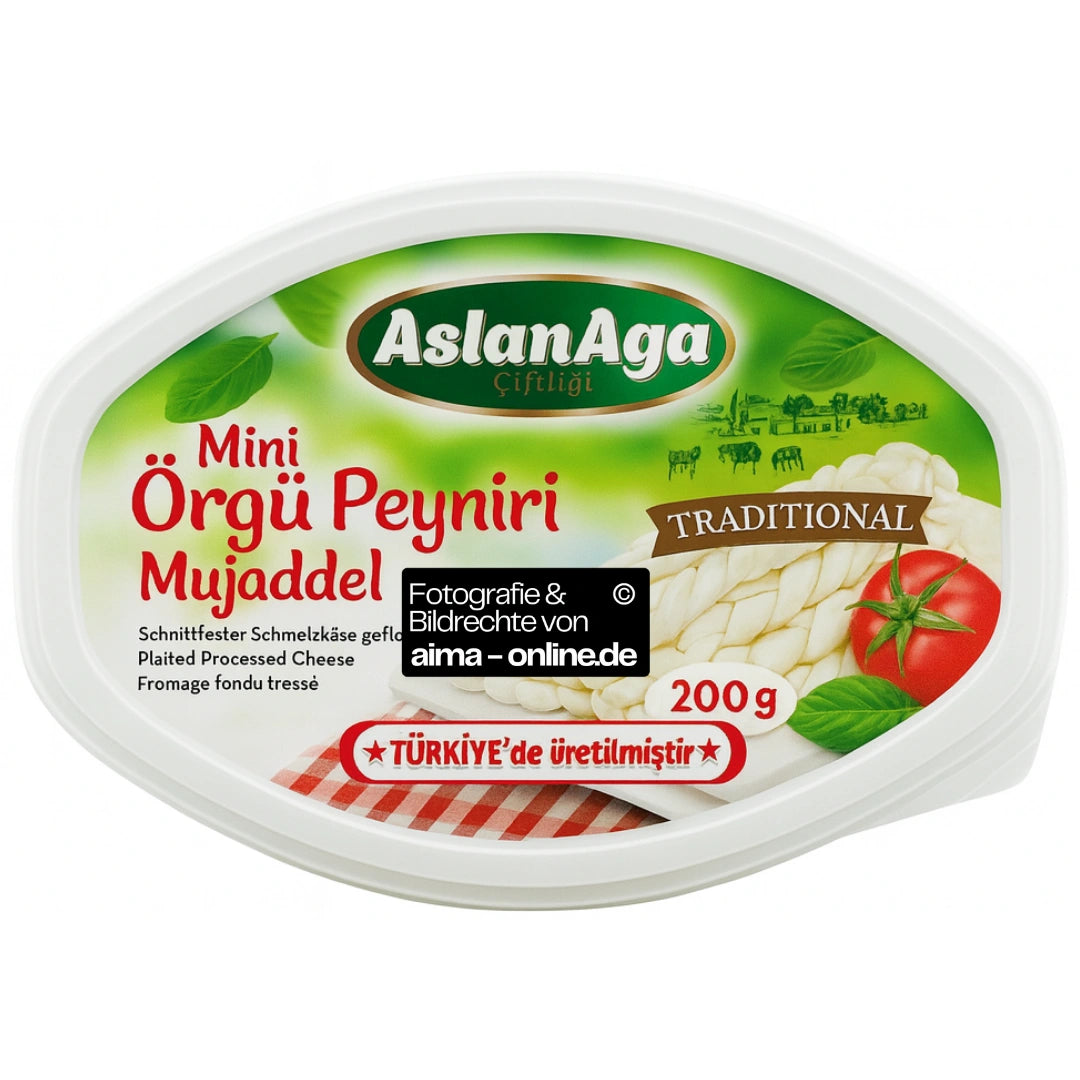 AslanAga - Mini Strickkäse Mujaddel, Mini Örgü Peynir Mujeddel 200g