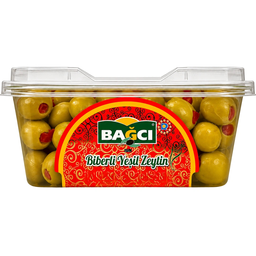 Bağcı - Grüne Oliven mit Paprikafüllung, Biberli Yeşil Zeytin 370g