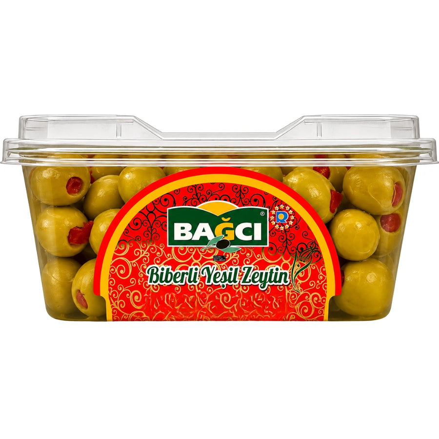 Bağcı - Grüne Oliven mit Paprikafüllung, Biberli Yeşil Zeytin 370g