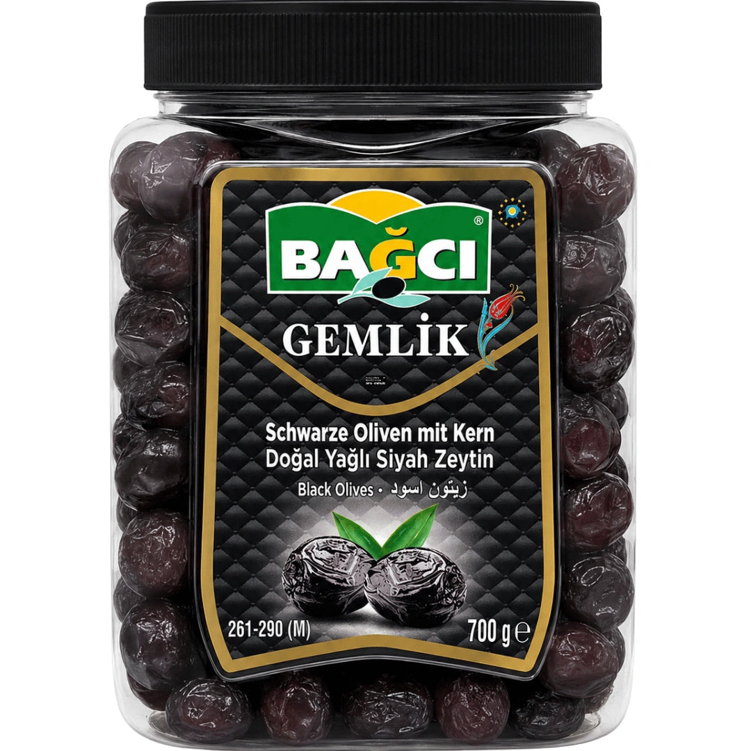 Bağcı - Gemlik Schwarze Oliven mit Kern 700g (261–290 M)