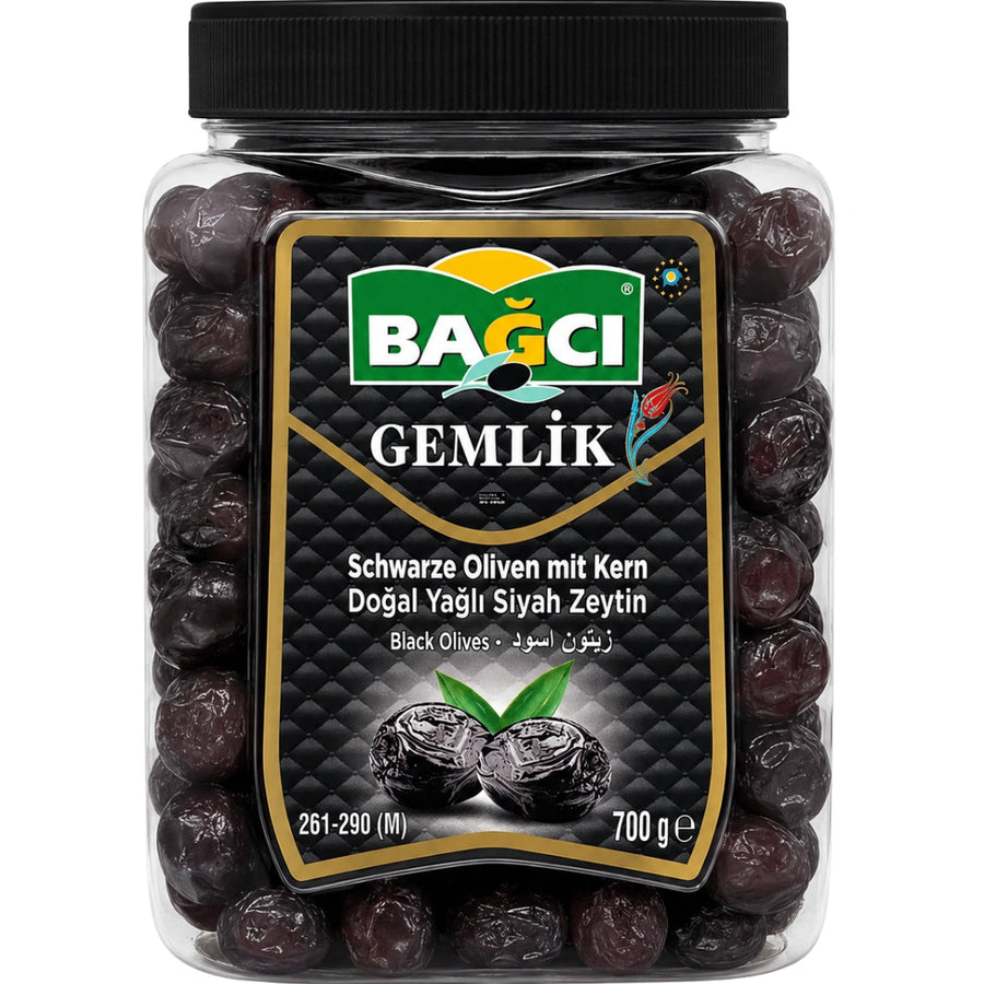 Bağcı - Gemlik Schwarze Oliven mit Kern 700g (261–290 M)