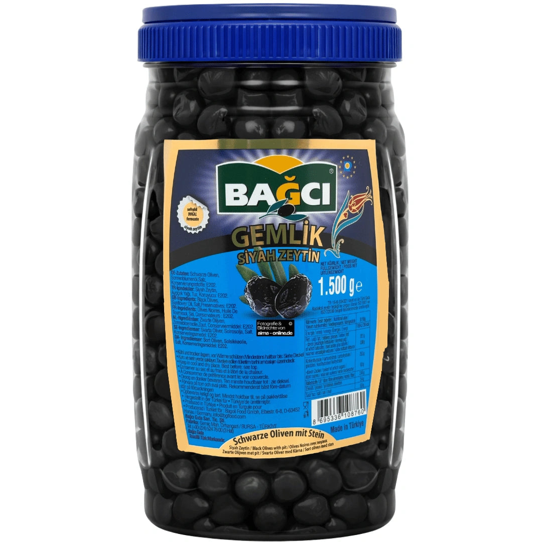Bagci - Schwarze Gemlik Oliven, Gemlik Siyah Zeytin 1500g