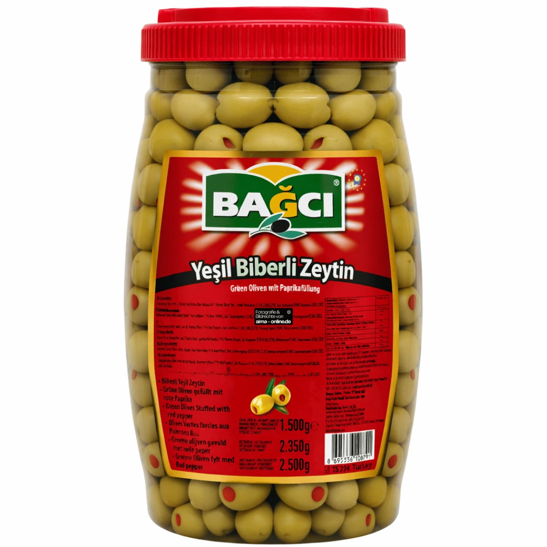 Bagci - Grüne Oliven mit Paprikafüllung, Yeşil Biberli Zeytin 2350g