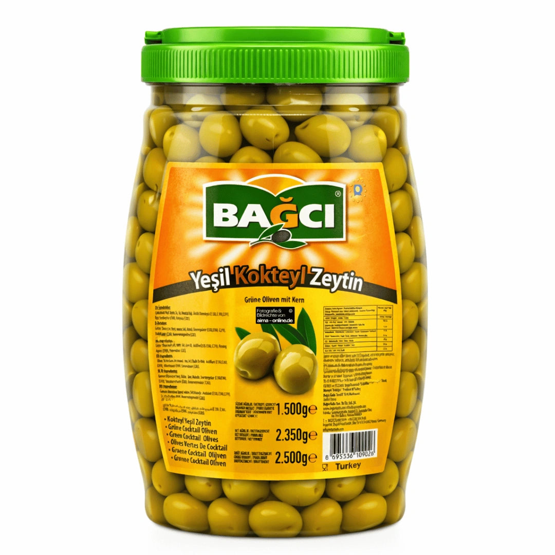 Bagci - Yeşil Kokteyl Zeytin, Grüne Oliven mit Kern 2350g
