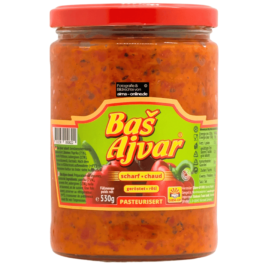 Bas Ajvar - Auberginenpaste, Ajvar in Scharf 530g