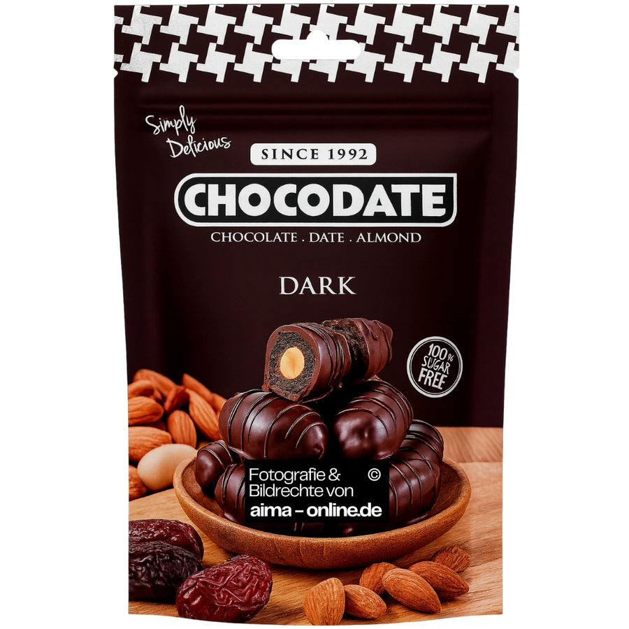 Dubai Chocodate - Datteln mit Mandeln in Bitterschokolade 90g