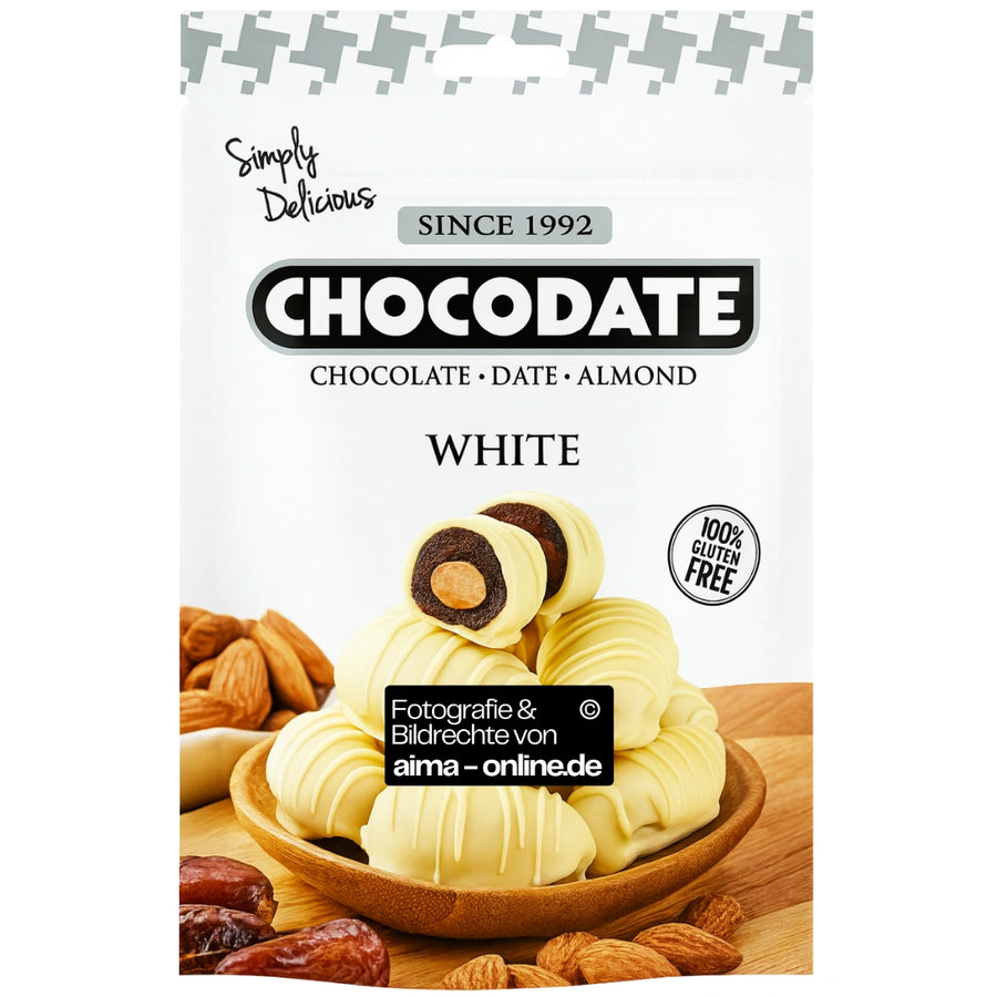 Dubai Chocodate - Datteln mit Mandeln in weißer Schokolade 90g