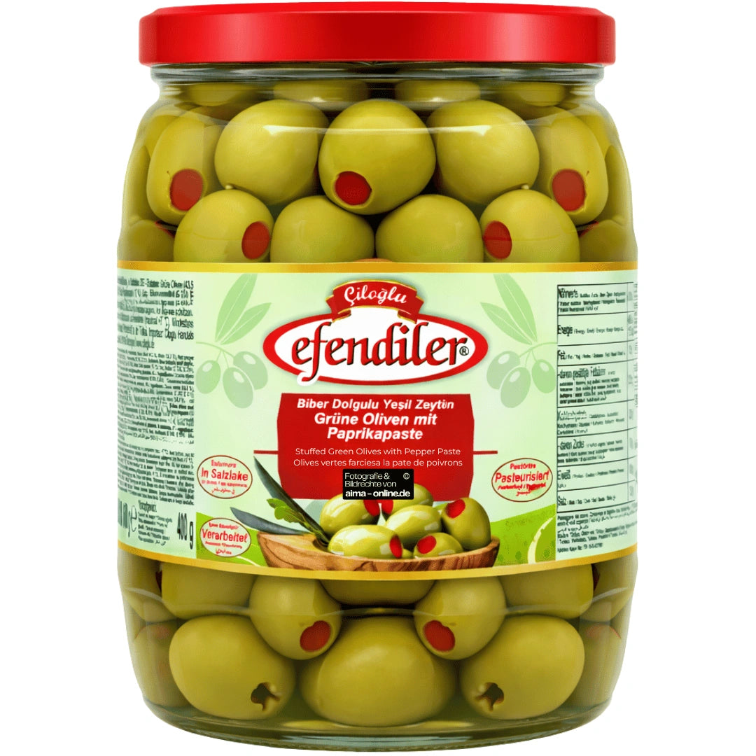 Çiloğlu - Biber Dolgulu  Yeşil Zeytin, Grüne Oliven mit Paprikapaste 680g