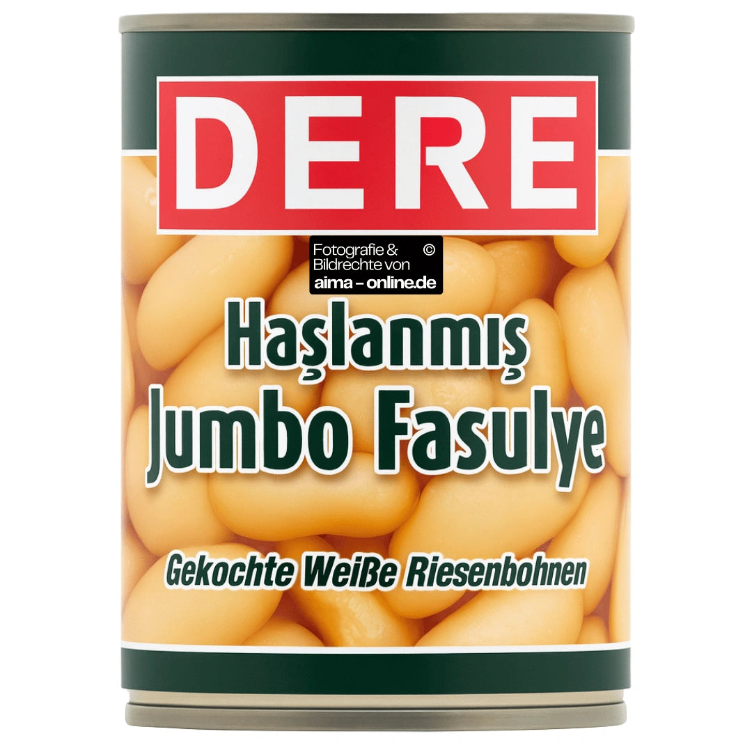 Dere - Gekochte Weisse Riesenbohnen, Haslanmis Jumbo Fasulye 800g