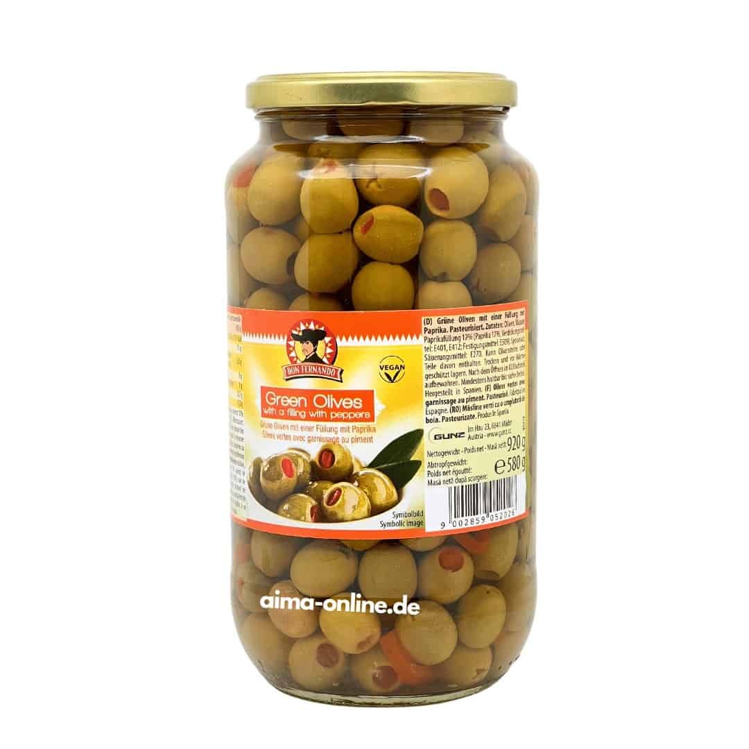 Don Fernando Biber dolgulu Yeşil zeytin 920g