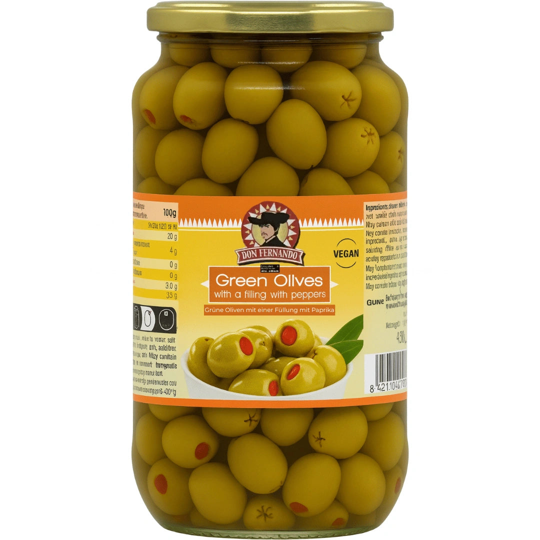 Don Fernando - Grüne Oliven mit Paprikafüllung, Biber Dolgulu Yeşil Zeytin 920g
