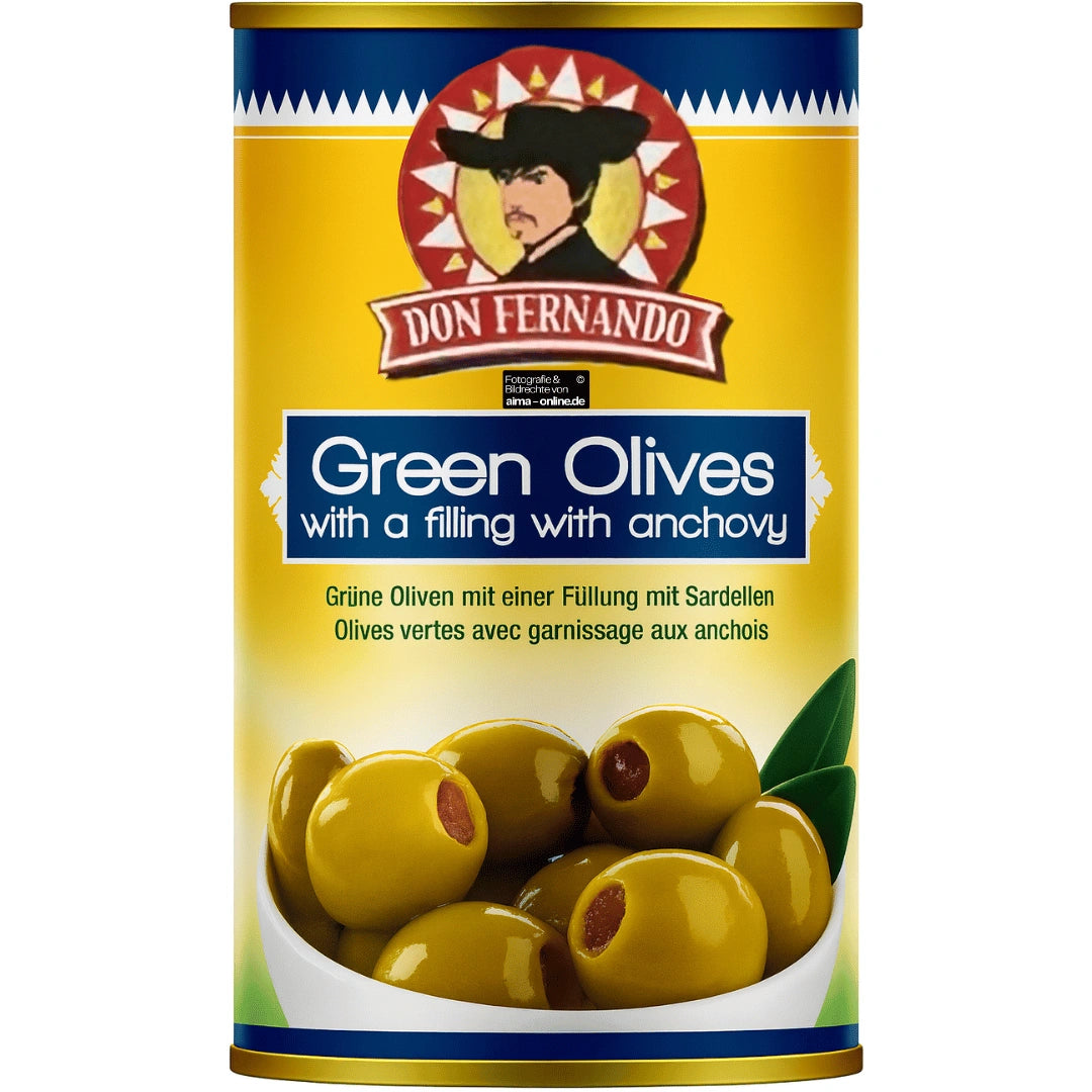 Don Fernando - Yeşil Zeytin, Grüne Oliven mit Füllung Sardellen 350g