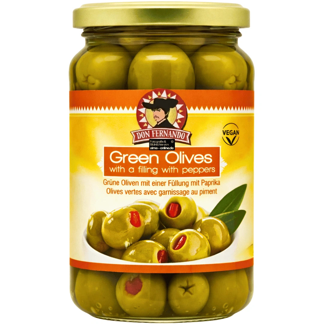 Don Fernando – Yeşil Zeytin Paprika Dolgulu, Grüne Oliven mit Paprikafüllung 350g