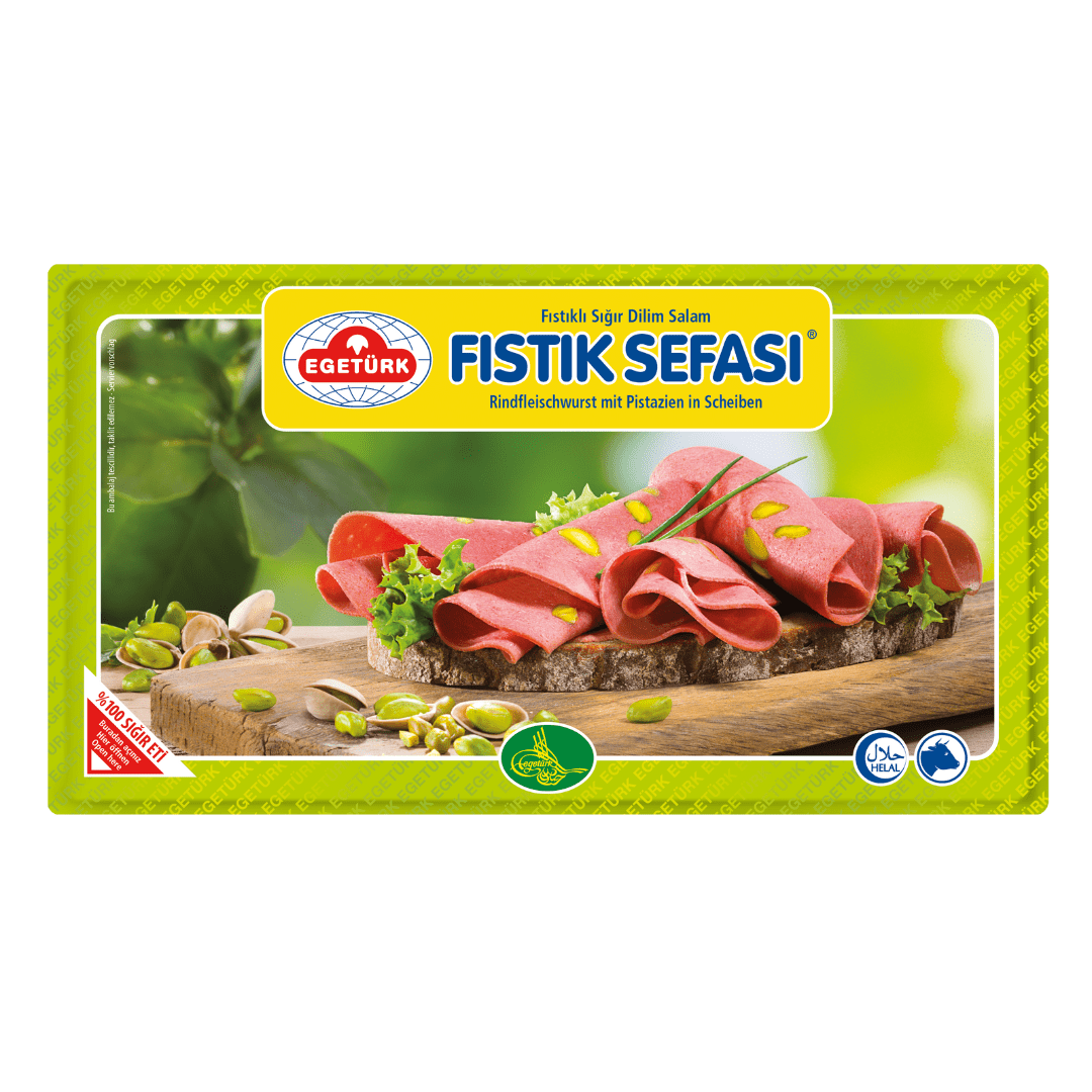 Egetürk Fistik Sefasi Rindfleischwurst mit Pistazien in Scheiben 125g