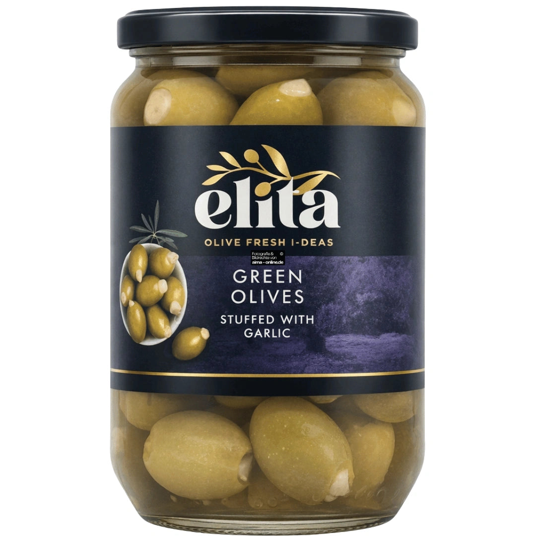 Elite - Sarımsaklı Yeşil Oliven, Grüne Oliven mit Knoblauch 700g