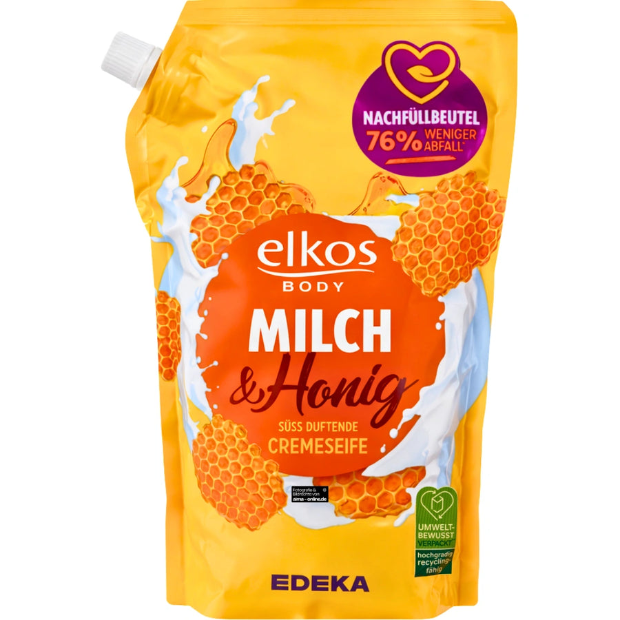 Elkos Cremeseife Milch und Honig Nachfüllbeutel 750ml