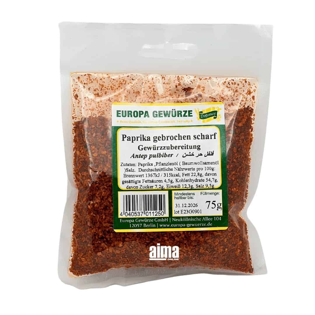 Europa Gewürze Antep Pulbiber - Paprika gebrochen scharf 75g