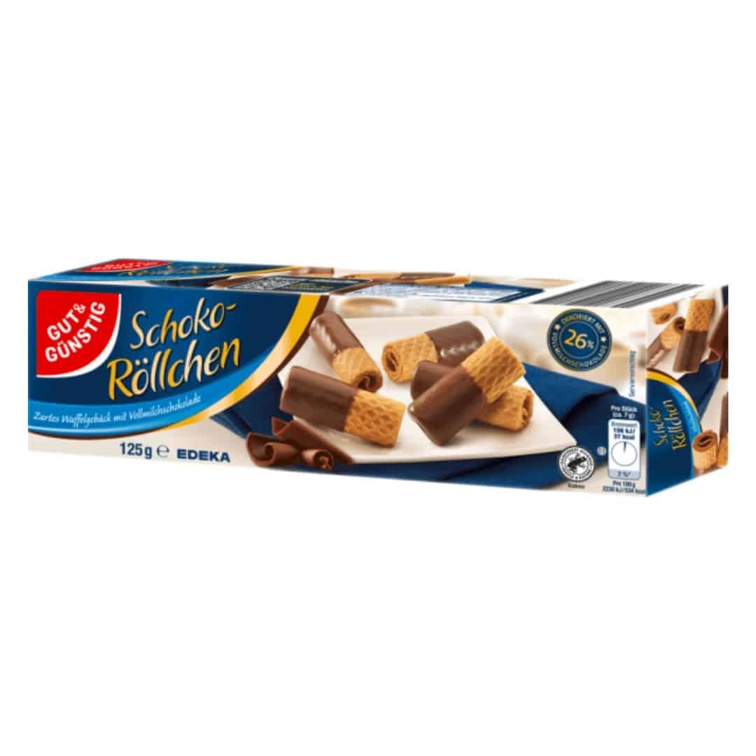 Gut & Günstig Schoko- Röllchen mit Vollmilchschokolade 125g