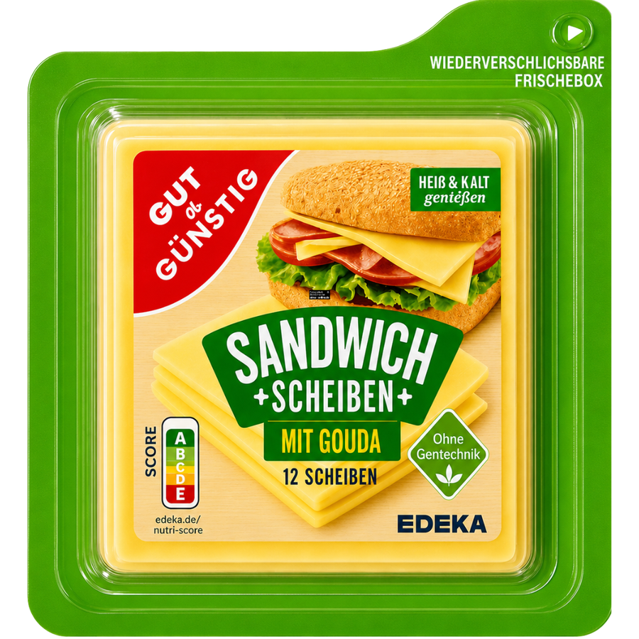 Gut & Günstig Sandwichscheiben Gouda 12 Scheiben/200g
