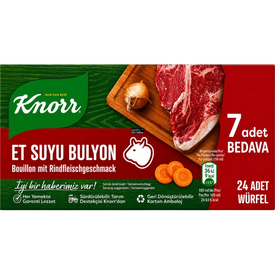 Knorr – Rinderbrühe-Würfel, Et Suyu Bulyon 240g (24 Würfel)