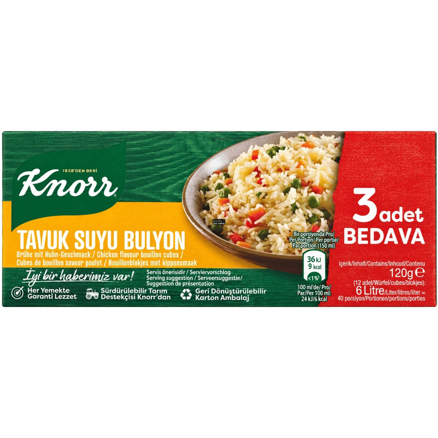 Knorr - Hühnerbrühe-Würfel, Tavuk Suyu Bulyon 120g (12 Würfel)