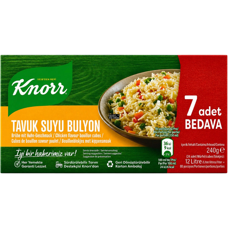 Knorr – Hühnerbrühe-Würfel, Tavuk Suyu Bulyon 240g (24 Würfel)