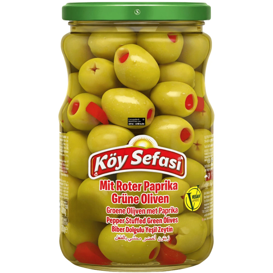 Köy Sefası - Biber Dolgulu Yeşil Zeytin, Mit Roter Paprika Grüne Oliven 700g