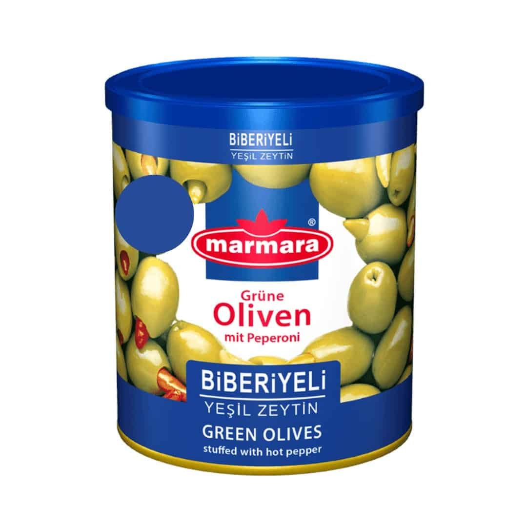 Marmara Grüne Oliven mit Peperoni 800g