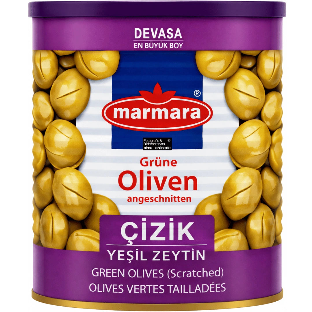 Marmara - Devasa Çizik Yeşil Zeytin, Grüne Oliven mit angeschnitten 800g