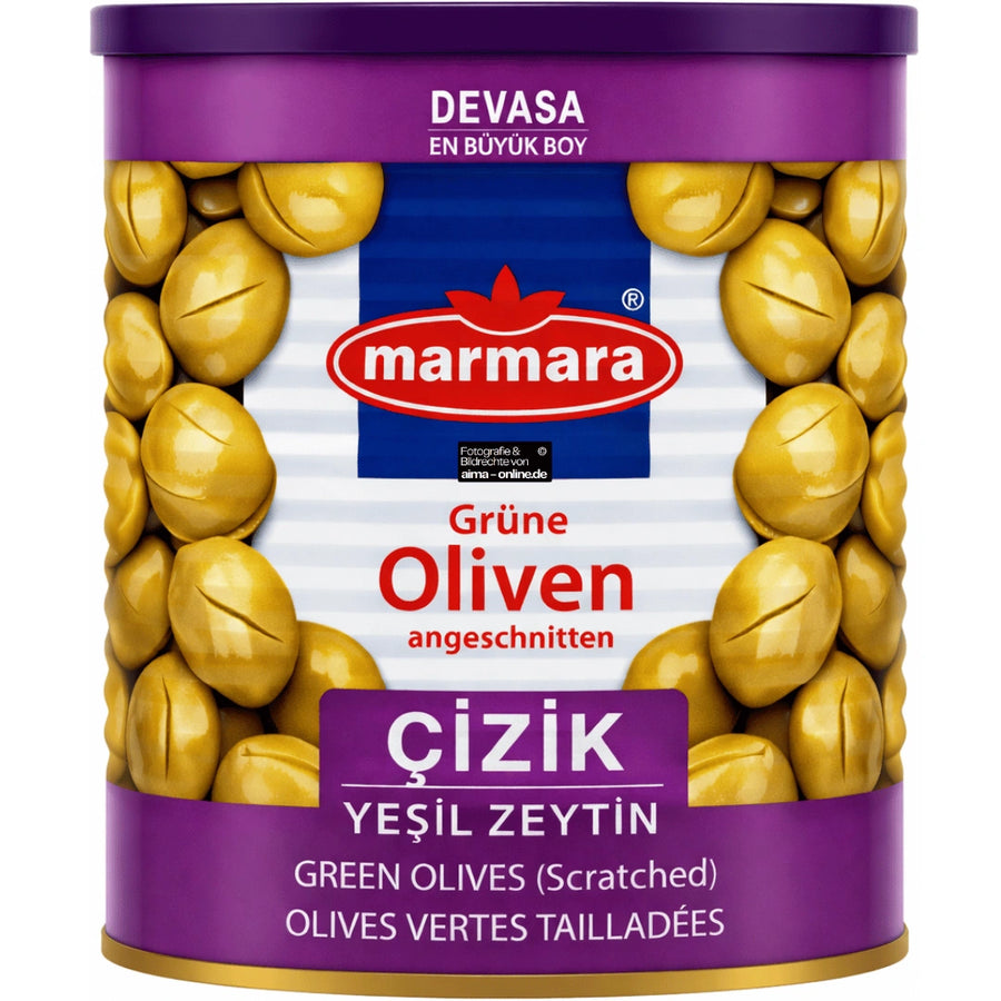 Marmara - Devasa Çizik Yeşil Zeytin, Grüne Oliven mit angeschnitten 800g