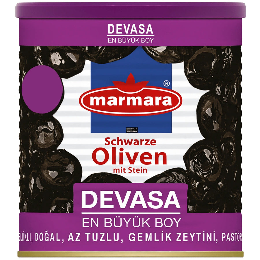 Marmara - Devasa En Buyuk Boy Gemlik Zeytini, Schwarze Oliven mit Stein 800g