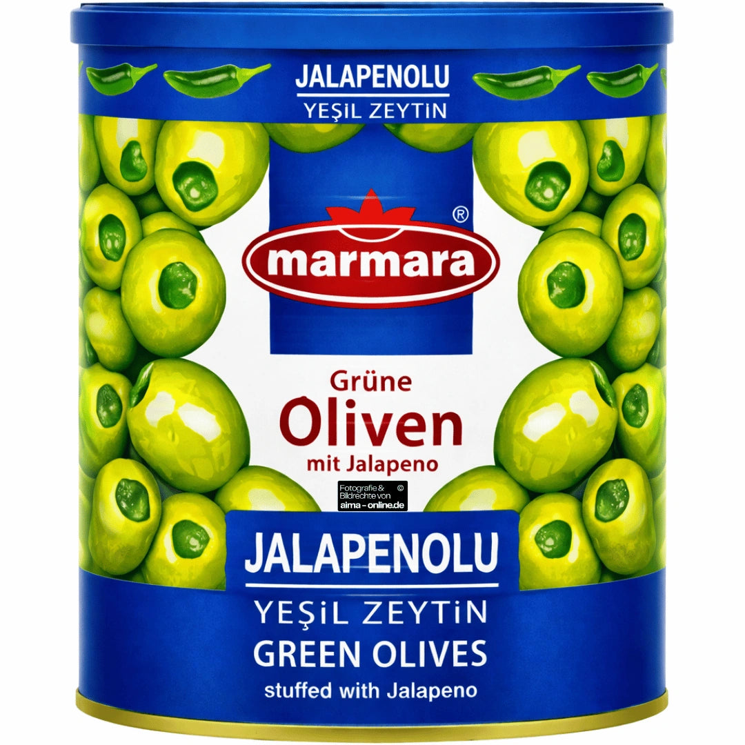 Marmara - Jalapenolu Yeşil Zeytin, Grüne Oliven mit Jalapeno 800g