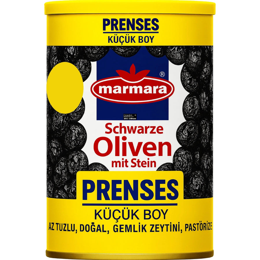 Marmara - Prenses Siyah Zeytin, Schwarze Oliven mit Stein 800g