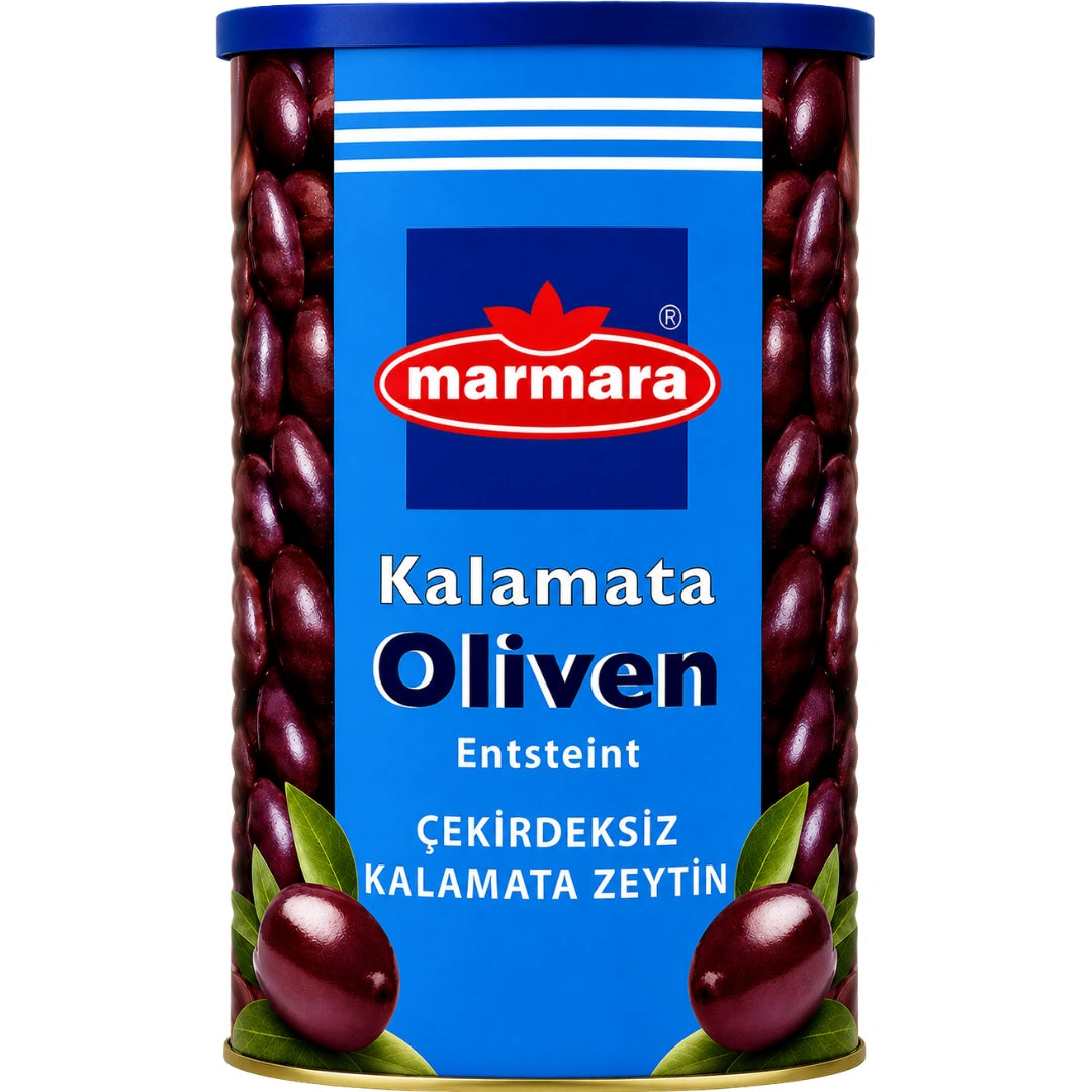 Marmara - Kalamata Oliven entsteint, Çekirdeksiz Kalamata Zeytin 620g