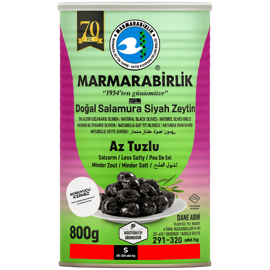Marmarabirlik - Az Tuzlu Dogal Salamura Siyah Zeytin, Natürliche Schwarze Oliven 1260g