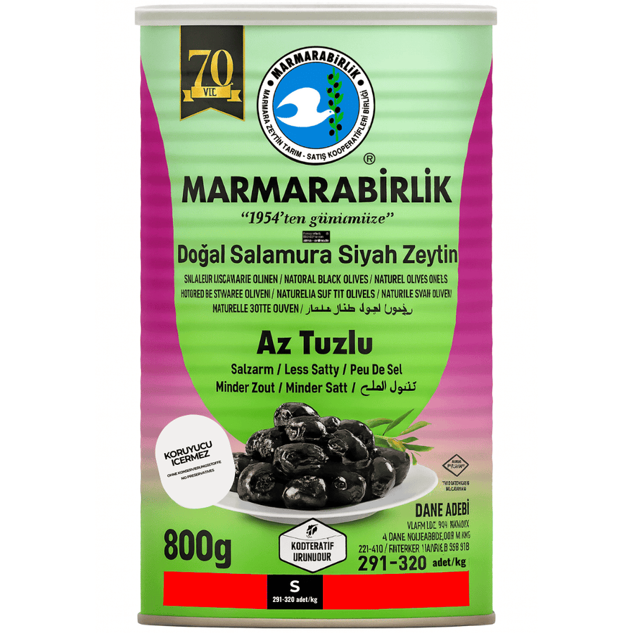 Marmarabirlik - Az Tuzlu Dogal Salamura Siyah Zeytin, Natürliche Schwarze Oliven 1260g