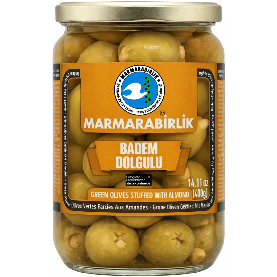 Marmarabirlik - Badem Dolgulu Yeşil Zeytin, Grüne Oliven Gefüllt mit Mandeln 700g