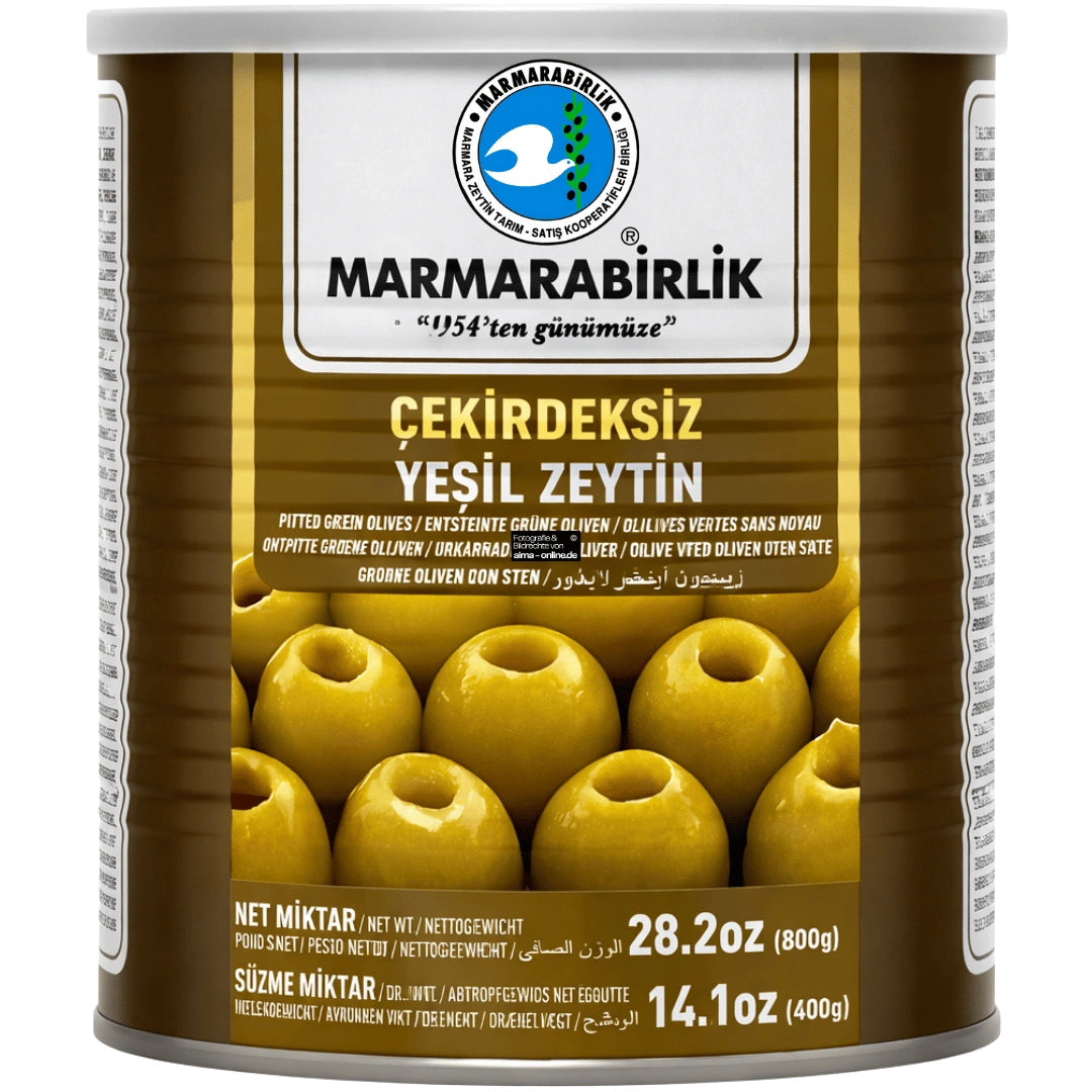 Marmarabirlik – Çekirdeksiz Yeşil Zeytin, Entsteinte grüne Oliven 800g