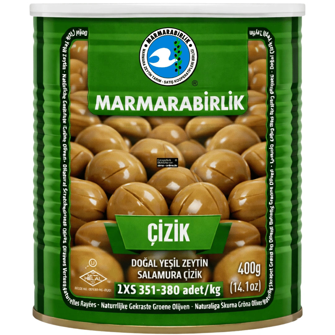 Marmarabirlik - Çizik Salamura Yeşil Zeytin, Grüne Oliven in Salzlake 800g
