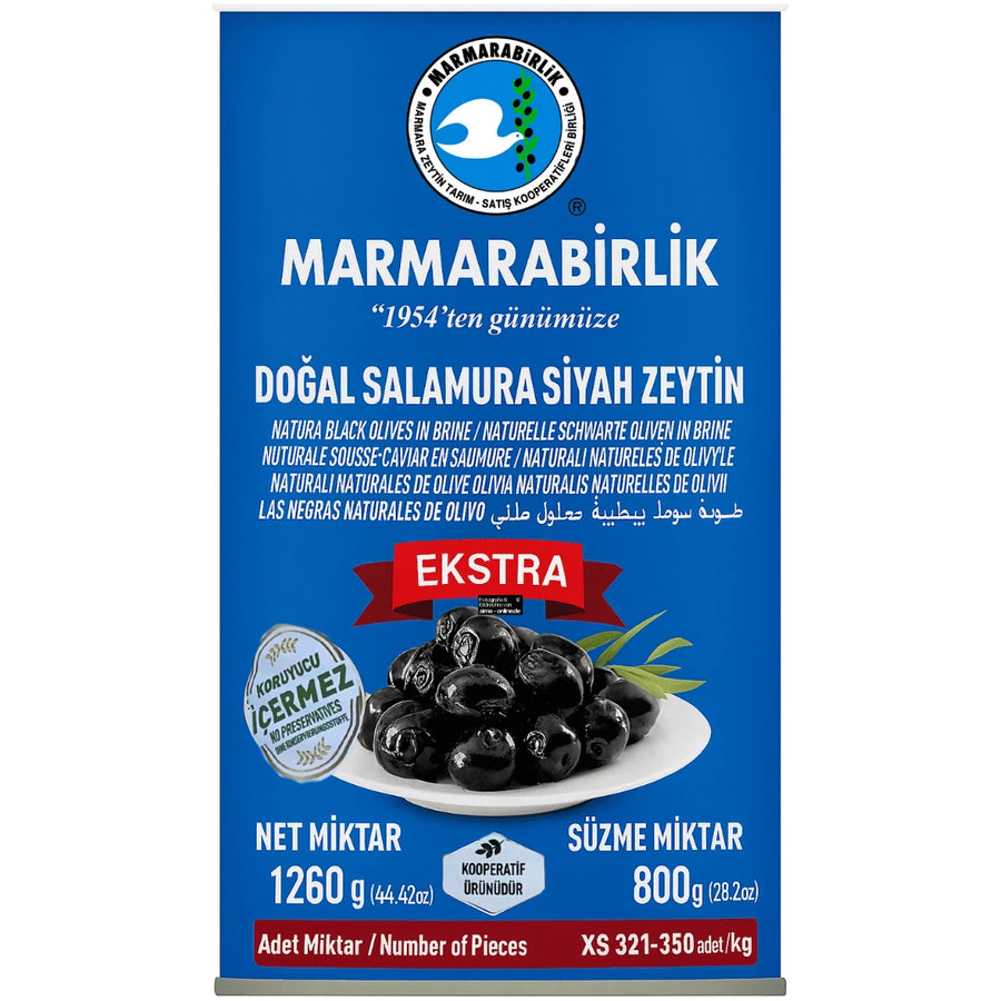 Marmarabirlik - Ekstra Dogal Salamura Siyah Zeytin, Natürliche Schwarze Oliven in Salzlake 1260g