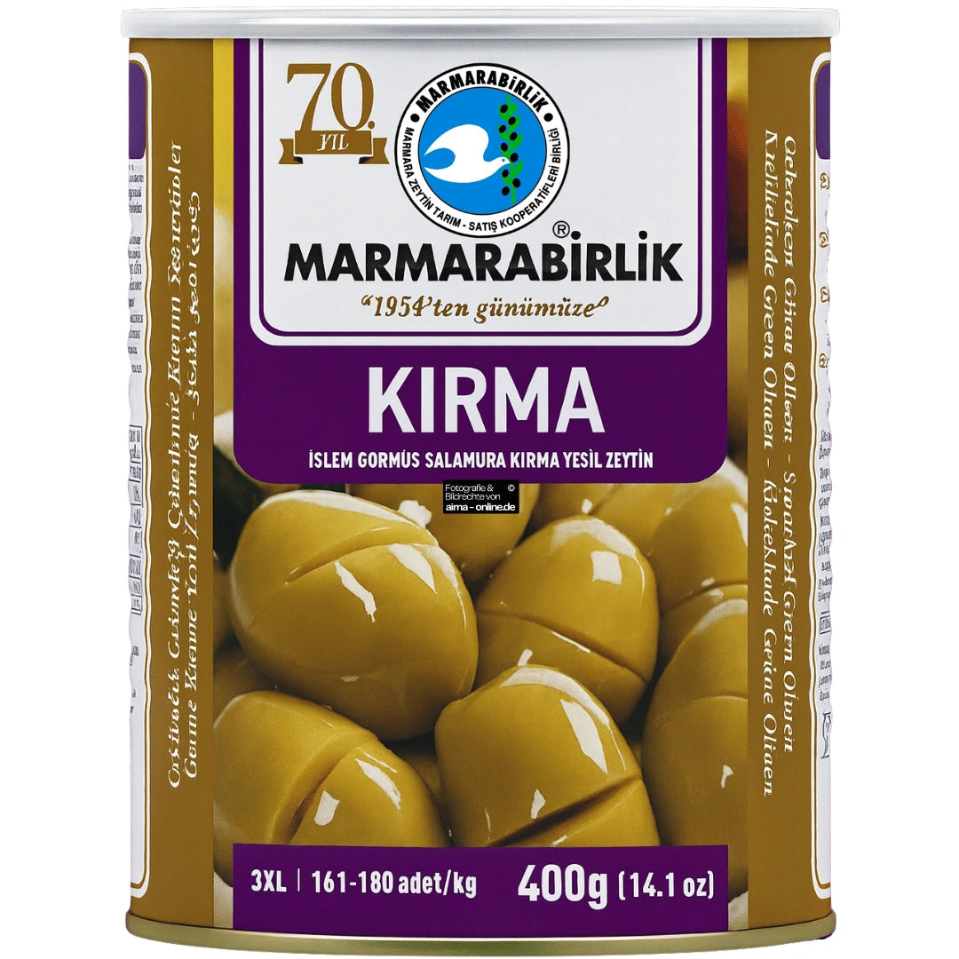 Marmarabirlik - Salamura Kırma Yeşil Zeytin, Geschlagene Grüne Oliven 800g