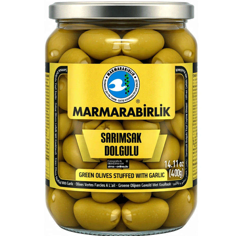 Marmarabirlik - Sarımsak Dolgulu Yeşil Zeytin, Grüne Oliven mit Knoblauch 700g