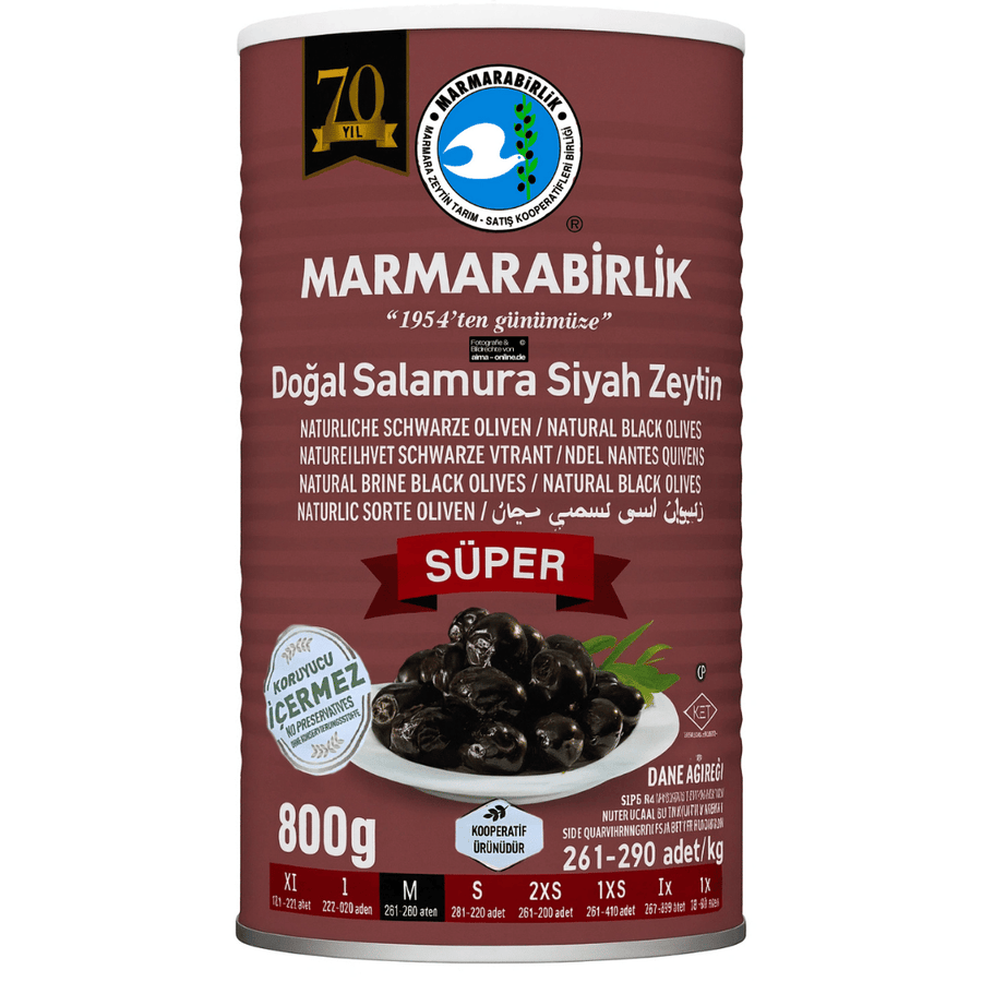 Marmarabirlik - Super Dogal Salamura Siyah Zeytin - Natürliche Schwarze Oliven 1260g