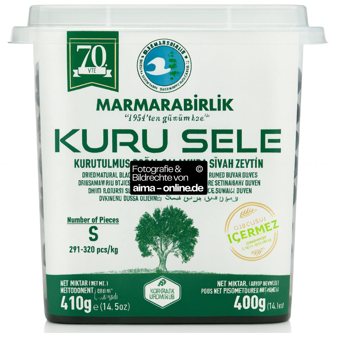 Marmarabirlik Kuru Sele Siyah Zeytin - Getrocknete Natürliche Schwarze Oliven 400g