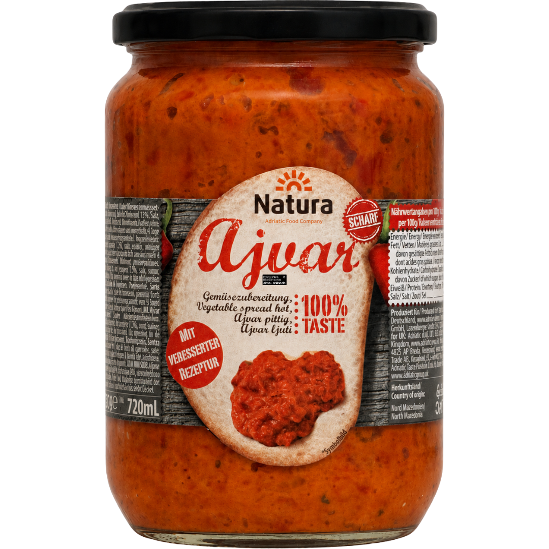 Natura- Auberginenpaste, Ajvar in Scharf 680g