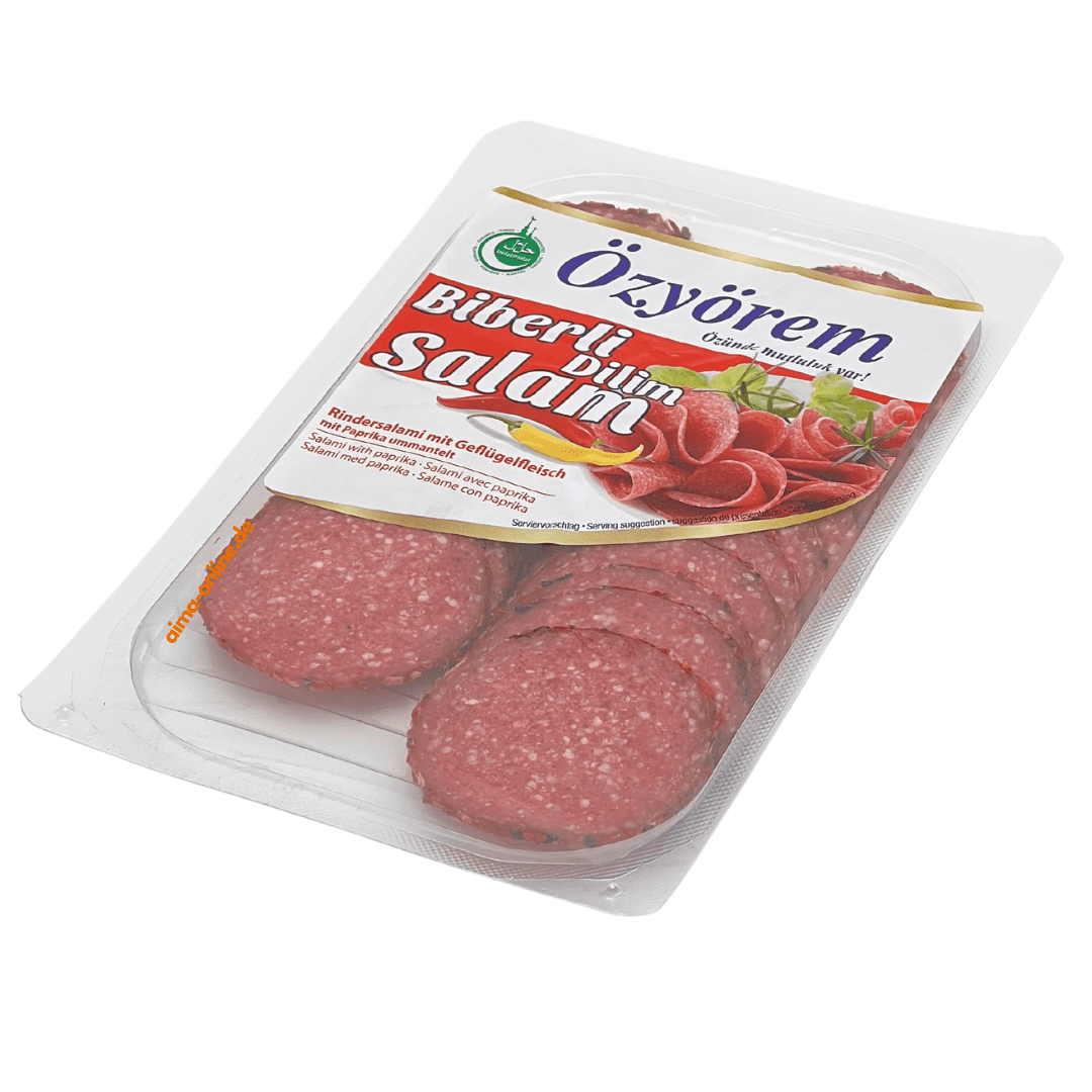 Özyörem Rindersalami mit Geflügelfleisch mit Paprika ummantelt 80g