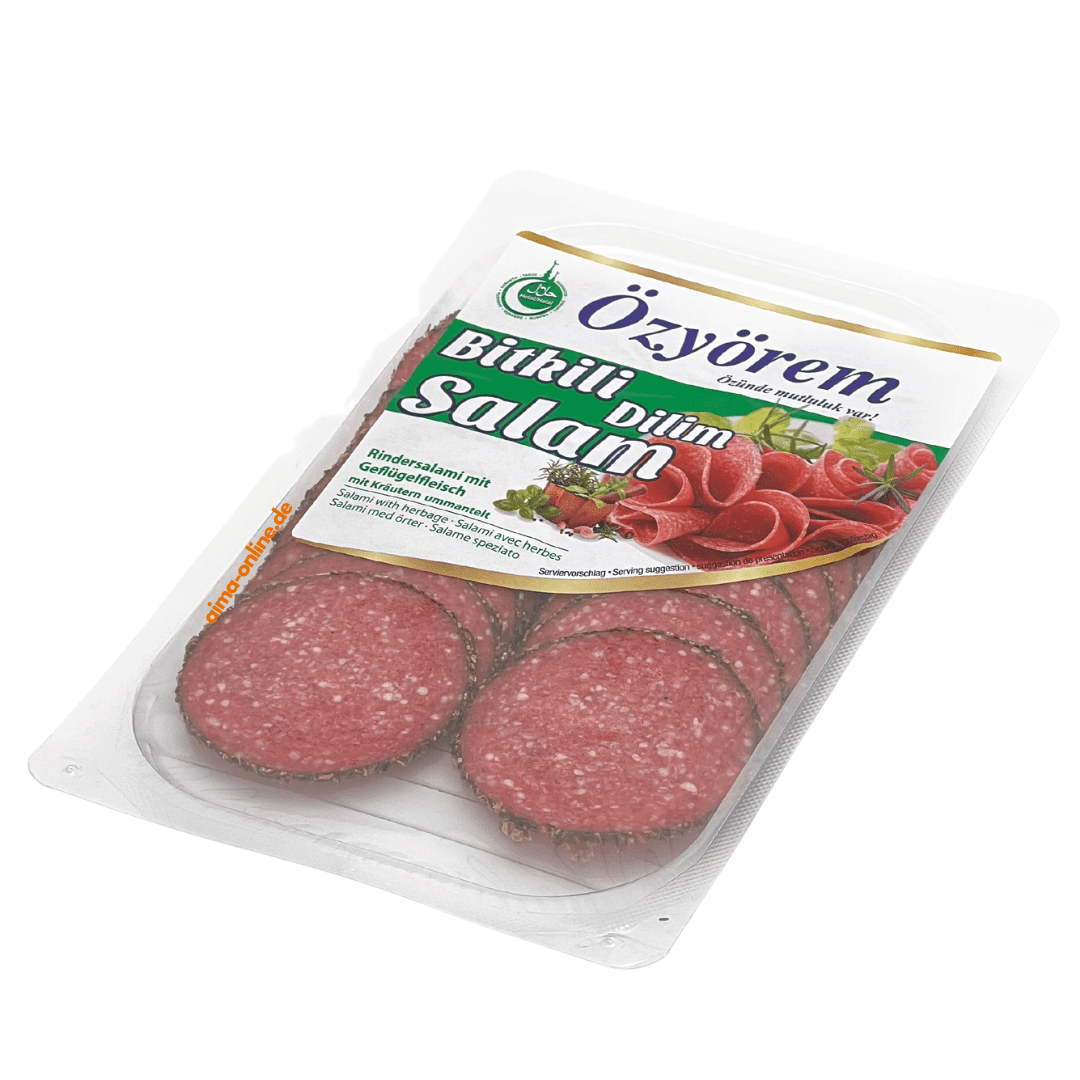 Özyörem Rindersalami mit Geflügelfleisch mit Kräutern ummantelt 80g