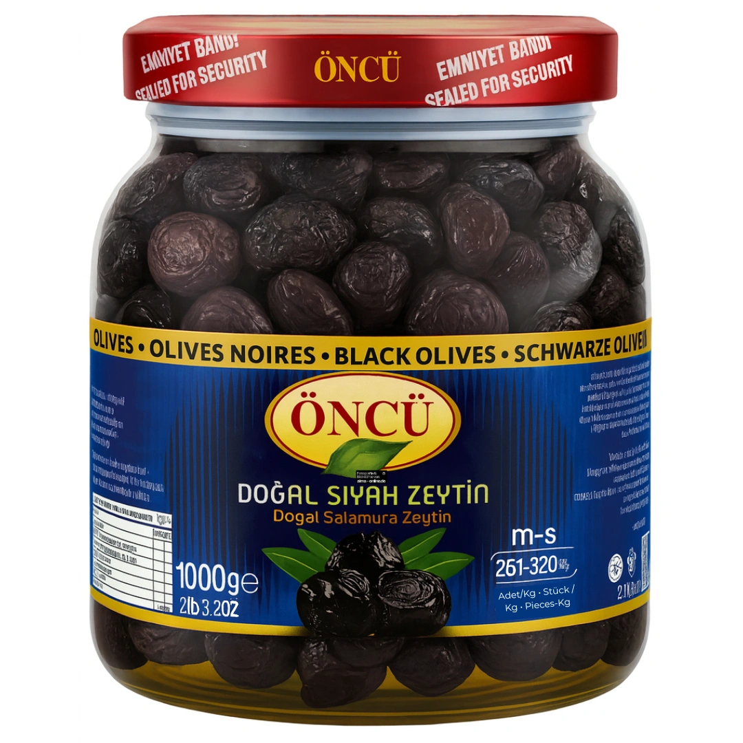 Öncü - Dogal Salamura Siyah Zeytin - Natürliche Schwarze Oliven 1000g